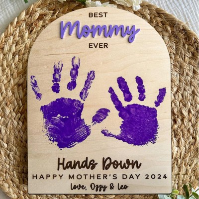 Custom Best Mommy Ever DIY Handprint Sign With Names Unique Mother's Day Gift Ideas