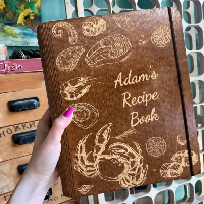 Personalized Wooden Recipe Book Family Cookbook Journal Christmas Gift For Mom