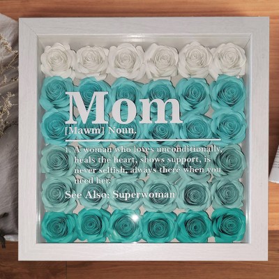 Personalized Mom Noun Definition Paper Flower Shadow Box Gift for Mom