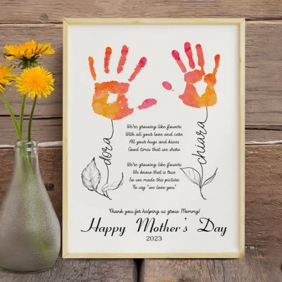 Handmade Printable Handprint DIY Gift for Mom Mother's Day Keepsake Craft Gift