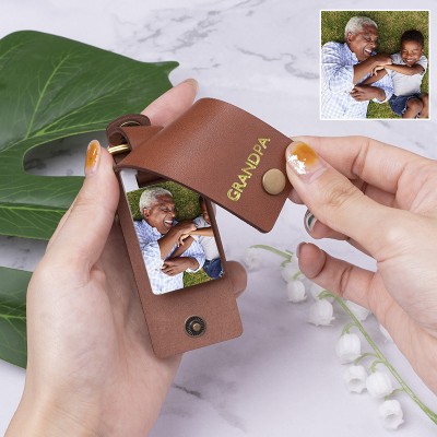 Personalized Leather Engraved Photo Keychain