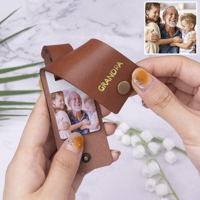 Personalized Leather Engraved Photo Keychain