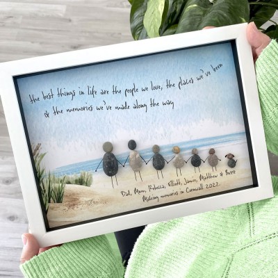 Personalized Family Seaside Beach Pebble Art Picture Frame Mothers Day Birthday Gift 