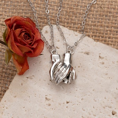 Personalized Magnetic Handshake Necklace For Couples