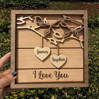 Personalized Family Tree Couples Wooden Sign Name Engravings Anniversary Christmas Gifts