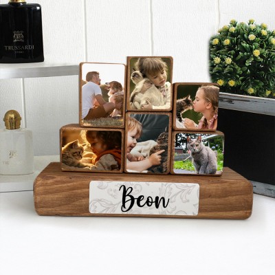 Personalized Wooden Stacking Photo Blocks Set Memorial Photo Gifts for Pet Lovers 