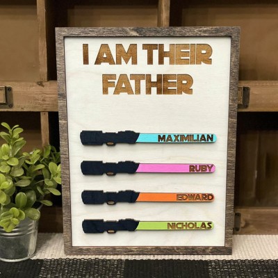 I Am Their Father Personalized Wooden Plaques Funny Gift for Dad Grandpa Father's Day Gift Ideas
