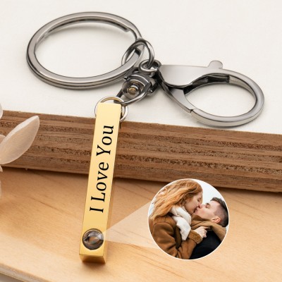 Personalized Photo Projection Keychain with Picture Inside for Men Gifts for Her Him Anniversary Gift Ideas