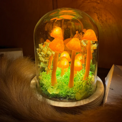 Handmade Forest Orange Yellow Mushroom Lamp Unique Valentine's Day Gifts for Her Anniversary Gift Ideas for Wife