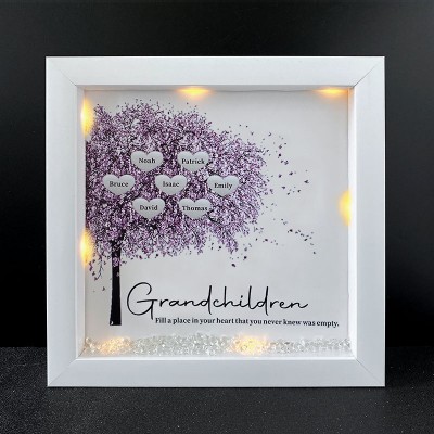 Personalized Light Up Family Tree Box Frame with 1-25 Names Mother's Day Gift For Grandma, Mom