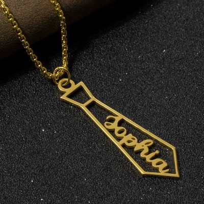 Personalized Tie Shaped Pendant Name Necklace