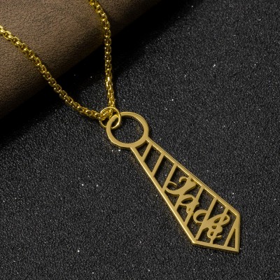 Personalized Tie Shaped Pendant Name Necklace