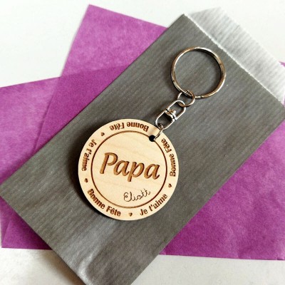 Father’s Day Gift Personalized Papa Keychain Engraving 1-10 Names 