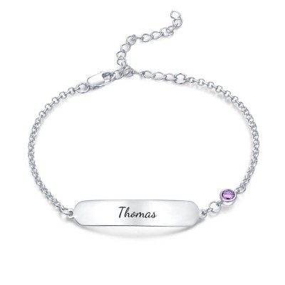 Personalized Bracelet Classic Engravable Baby Bracelet with Birthstone