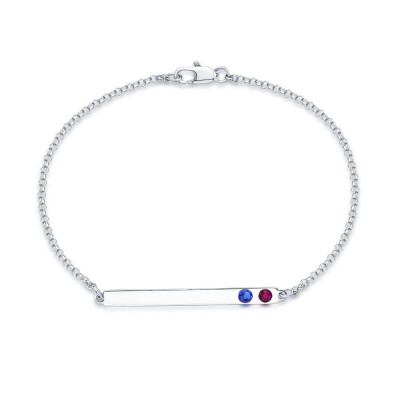 Personalized Birthstone Bar Bracelet with 2 Birthstone