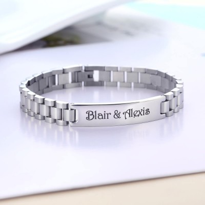 Custom Silver Two Tone Mens Bracelet