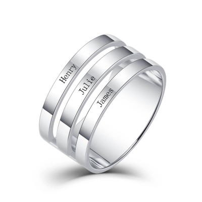 S925 Sterling Silver Personalized Engraved Name Ring 3 Names
