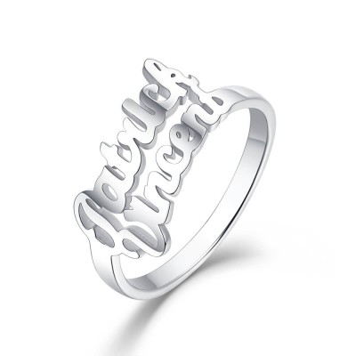 S925 Sterling Silver Personalized 2 Names Ring