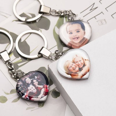 Customize Photo Crystal Keychain Heart Shaped Gift for Any Occasions  