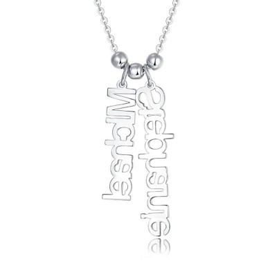 Silver Personalized Vertical Name Necklace With 1-4 Name Pendants