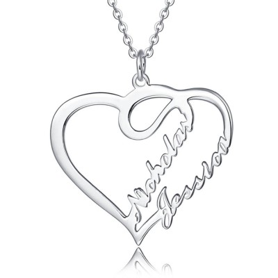 Personalized Heart Name Necklace for Couples