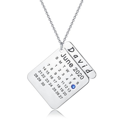 Personalized Calendar Necklace with Engraving