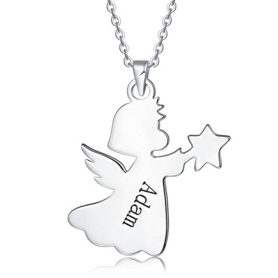 Personalized Angle Necklace with Engraving