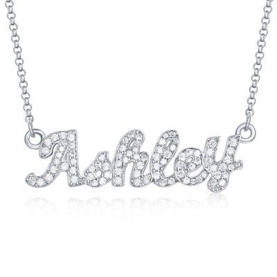 Personalized Zircon Name Necklace Customized Classic Name Necklace