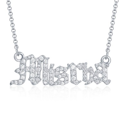 Personalized Zircon Name Necklace Customized Classic Name Necklace
