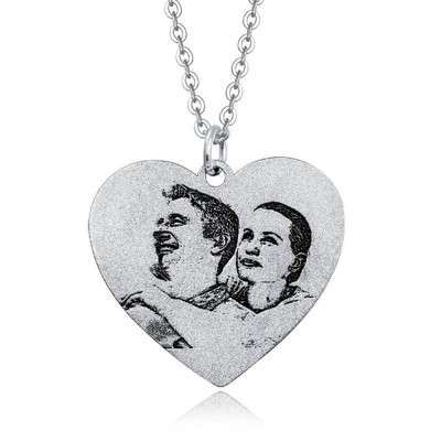 Heart Photo Engraved Tag Necklace