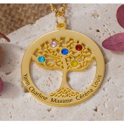 Personalized Tree of Life Name Necklace Christmas Mother's Day Gift for Mom Grandma Wife