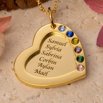 Personalized Heart Family Name Necklace for Women Christmas Mother's Day Gift for Mom Grandma