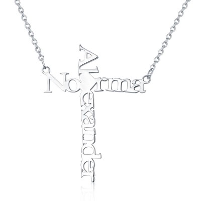 Personalized Cross Two Name Necklace