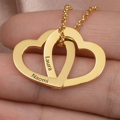 Custom Heart Engraved Name Necklace for Her Couple Gift Anniversary Gift