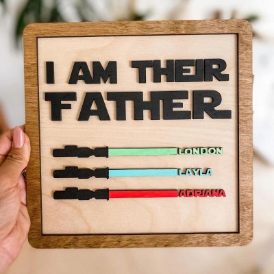 I Am Their Father Sign with Kids Name Unique Gift for Dad Papa Father's Day Gift