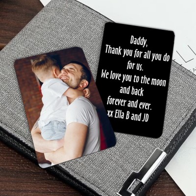Personalized Metal Photo Wallet Card Family Keepsake Gift for Dad Anniversary Gift for Husband