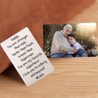 Personalized Metal Card Wallet Insert with Photo Gift for Dad from Kids First Fathers Day Gift for Him Wallet Card for Husband Gift