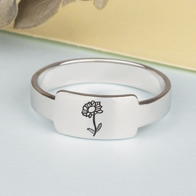 Personalized Birth Flower Ring 1-4 Birthflower