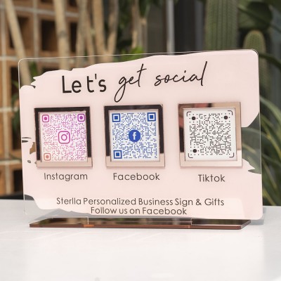 Personalized Instagram Facebook Tiktok Multi Social QR Code Sign For Pup Up Shop