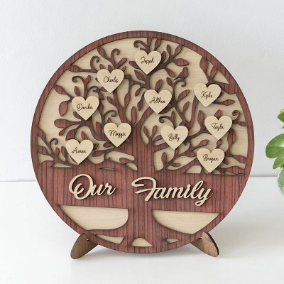 Personalized Family Tree Sign with 1-30 Name Engravings Home Wall Decor