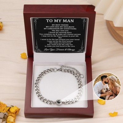 To My Man Personalized Photo Projection Bracelet with Picture Inside for Men