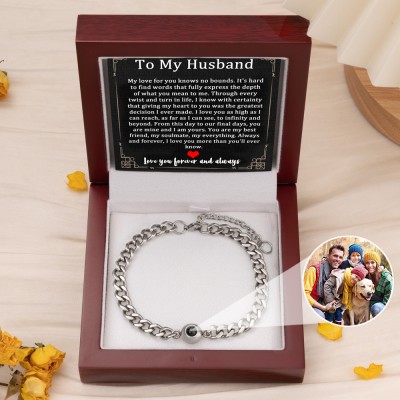 To My Husband Personalized Men Photo Projection Bracelet with Picture Inside