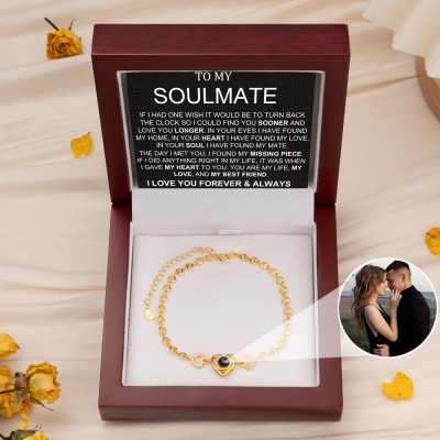 Personalized To My Soulmate Photo Projection Bracelet Gift for Her