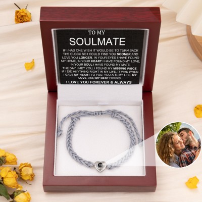To My Soulmate Personalized Heart Photo Projection Bracelet Gift for Her