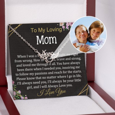 To My Mom Personalized Photo Projection Necklace with Wings Charm Christmas Gifts for Mom Nana