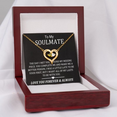 To My Soulmate Personalized Heart Pendant Name Necklace Gifts for Her Christmas Gifts
