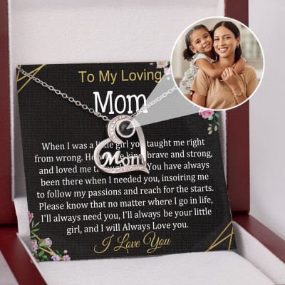 To My Loving Mom Personalized Heart Shaped Photo Projection Necklace Gift Ideas for Mom Grandma Christmas Gifts