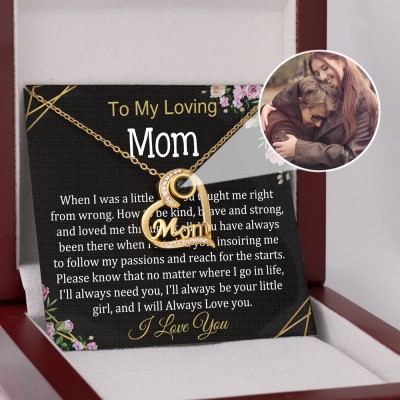 To My Mom Personalized Heart Pendant Photo Projection Necklace with Picture Inside Christmas Gifts for Mom