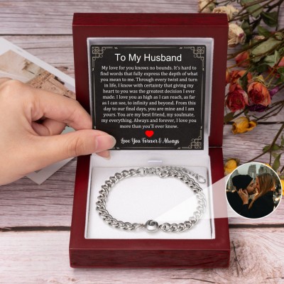 Personalized To My Husband Photo Projection Bracelet Gifts for Husband Anniversary Gift Ideas Christmas Gifts