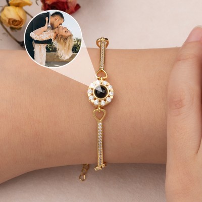 Personalized Women Projection Memory Bracelet with Pictures For Anniversary Gifts Christmas Gifts